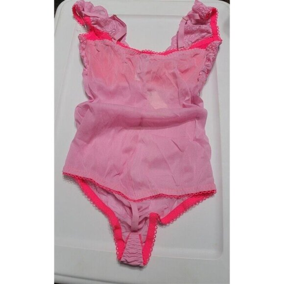 NWTD HAH Hot As Hell Intimates L Bridal lace Thong Bodysuit Pink 117661 - Picture 2 of 4